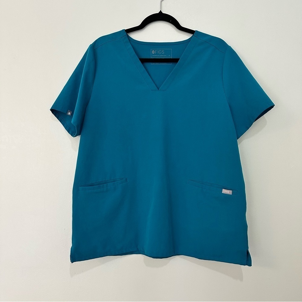 Figs Technical Collection Scrubs Top Size XL Teal Blue Top Medical